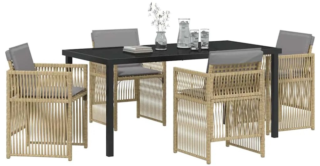 vidaXL Σέτ φαγητού για κήπο 5 pcs Μπεζ Χάλυβας με επίστρωση πούδρας