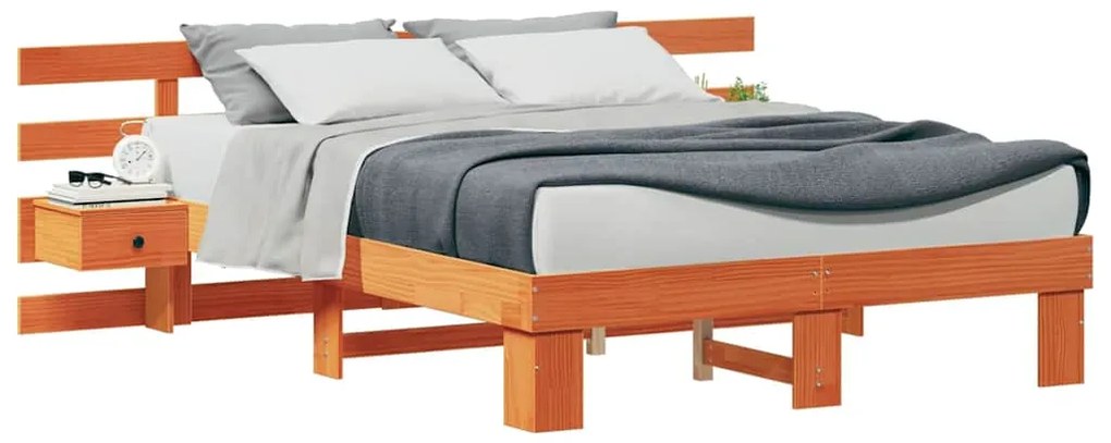 vidaXL Σκελετός Κρεβατιού Καφέ 150 x 200 cm Στερεά ξυλεία πεύκου