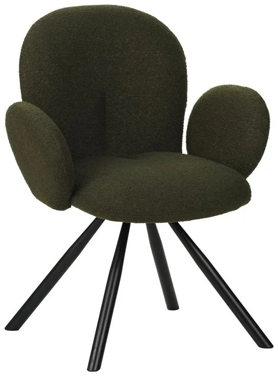 Καρέκλα - Πολυθρόνα Garzele Inart πράσινο μπουκλέ ύφασμα-πόδι μαύρο μέταλλο 68x66x82.5εκ 68x66x82.5 εκ.