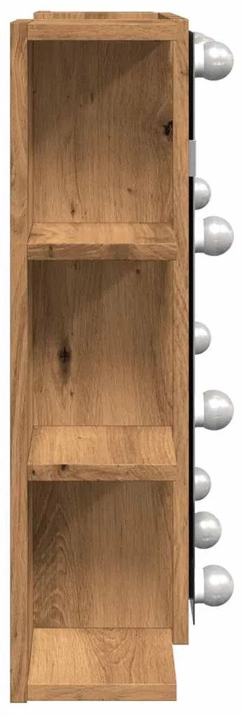 vidaXL Ντουλάπι καθρέφτη με LED Artisan Oak 70x16,5x60 cm