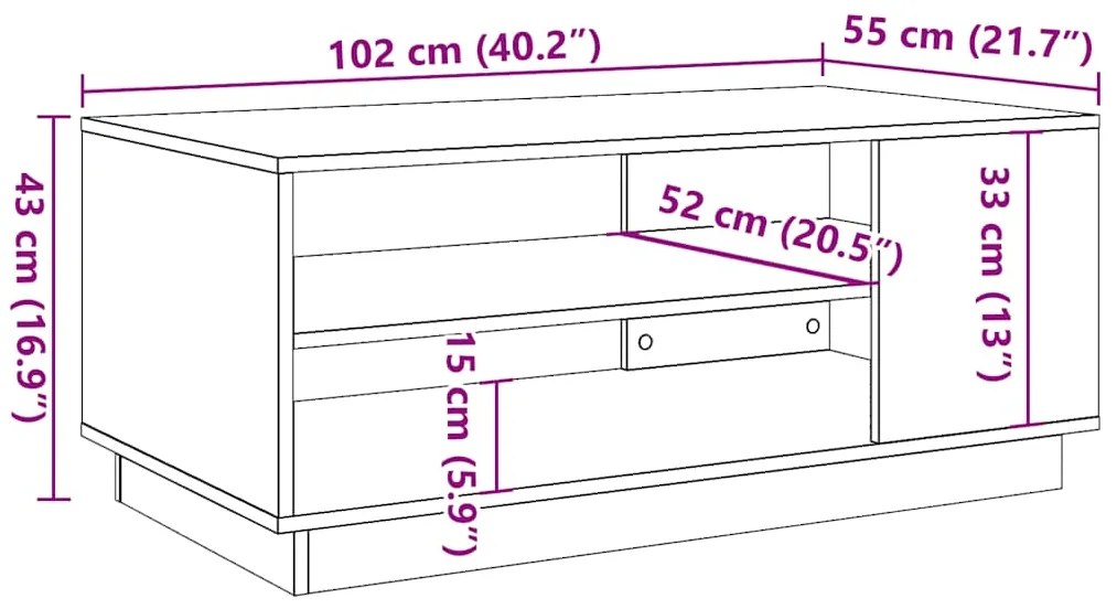 Τραπεζάκι σαλονιού Artisan Oak 102x55x43 cm Κατασκευασμένο ξύλο 856801