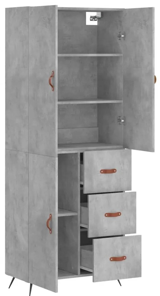 vidaXL Ντουλάπι Γκρι Σκυροδέματος 69,5x34x180 εκ. Επεξεργασμένο Ξύλο