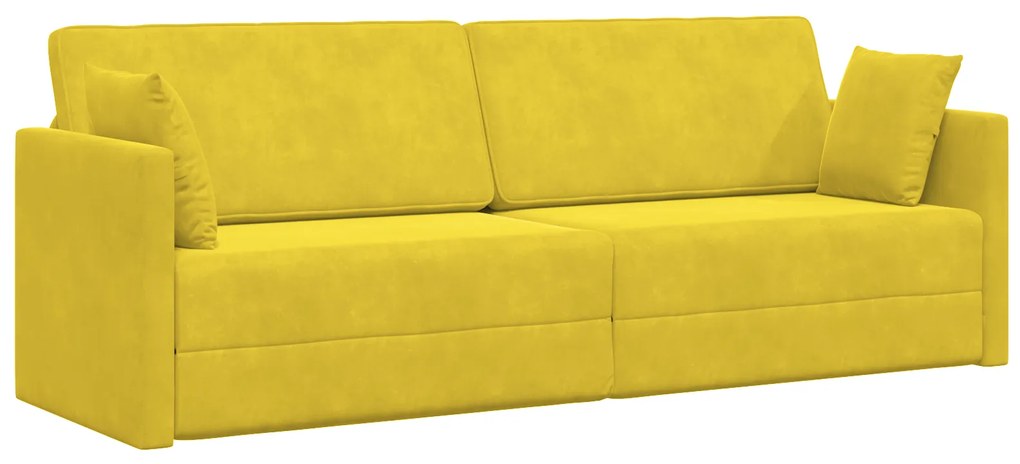 vidaXL Καναπές Κρεβάτι 2 σε 1 Κίτρινος 213x144x60 εκ. Βελούδο