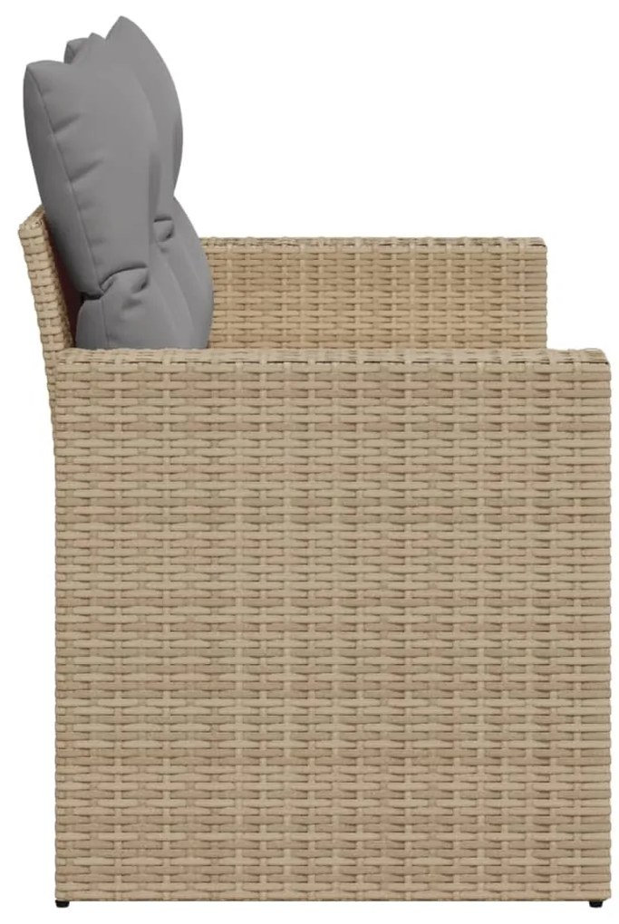 vidaXL Καναπές Κήπου Διθέσιος Μπεζ από Συνθετικό Ρατάν με Μαξιλάρια