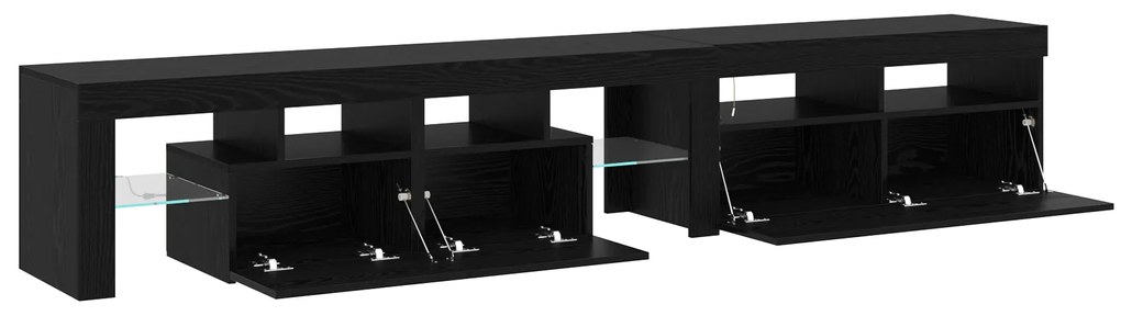 vidaXL Κάβες τηλεόρασης 2 τμχ με LED φώτα Μαύρη βελανιδιά Επεξεργασμένο ξύλο