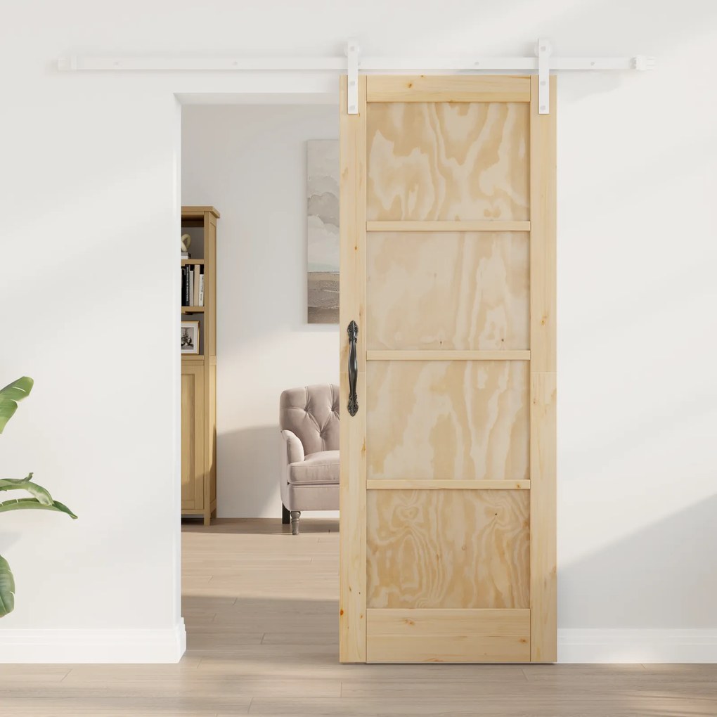 vidaXL Συρόμενη Πόρτα με Σετ Υλικών 73.5x198.5 εκ. Μασίφ Ξύλο Πεύκο