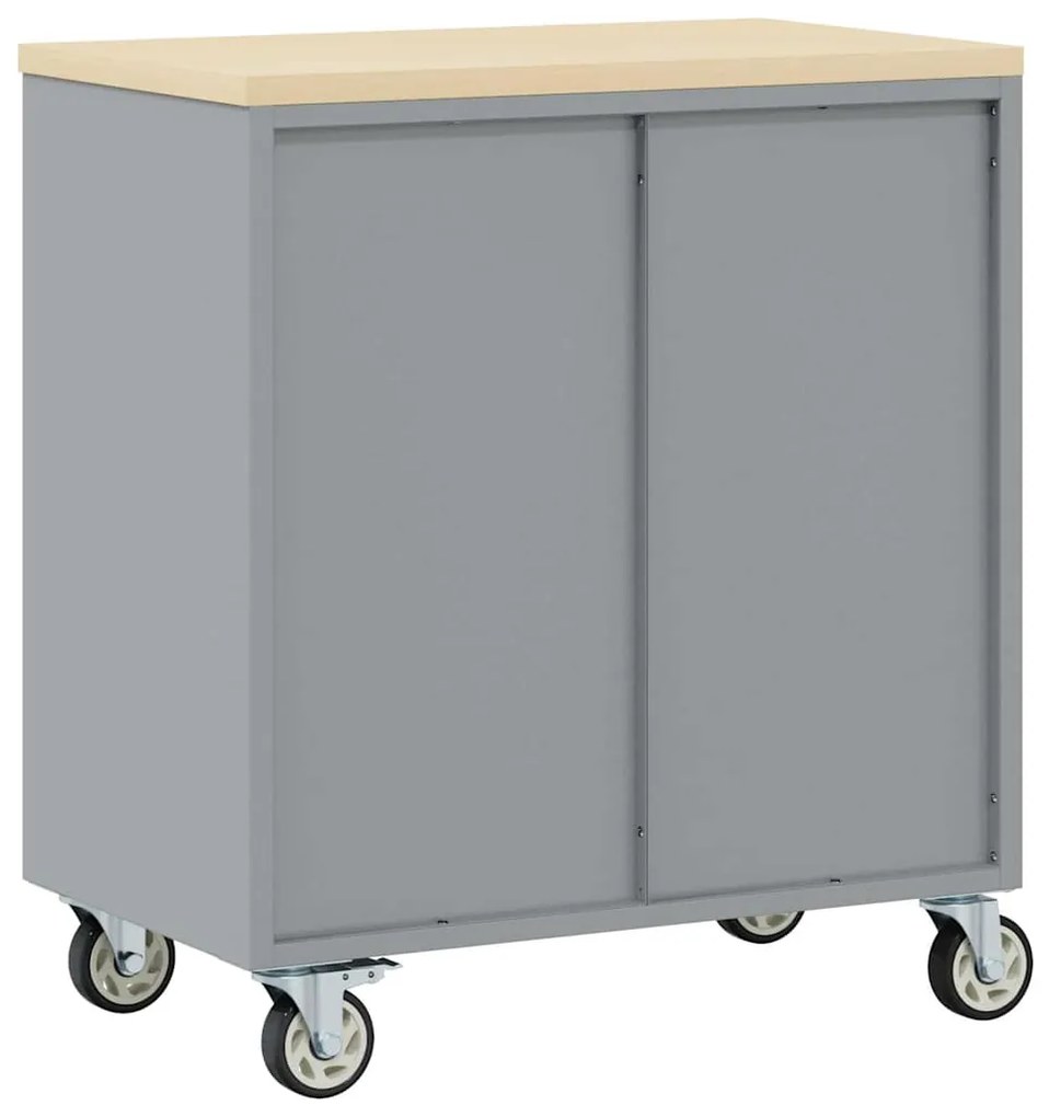 vidaXL Εργαστήριο με τροχούς Κόκκινο και γκρι 75 x 45 x 85 εκ.