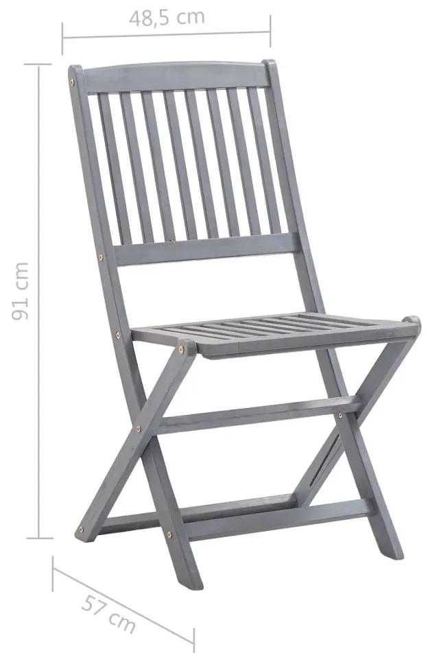 Καρέκλες Εξ. Χώρου Πτυσσόμενες 8 τεμ. από Μασίφ Ξύλο Ακακίας - Γκρι