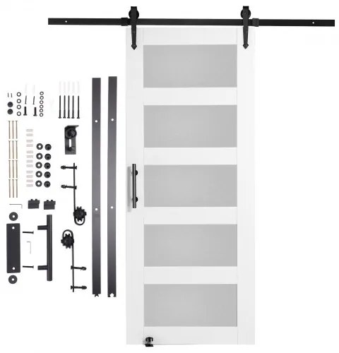 VEVOR Barn Door and Hardware Kit 30" x 84" Wood and Glass Sliding Barn Door Kit