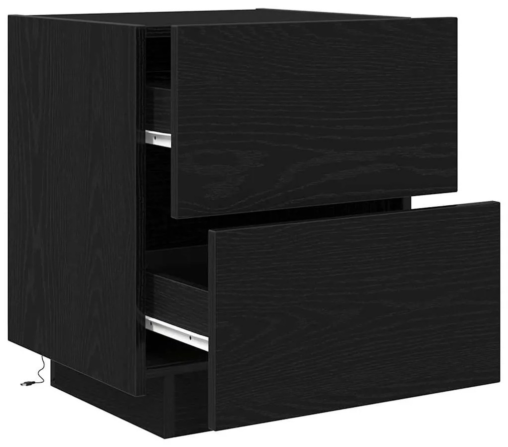 vidaXL Κομοδίνο Μαύρη δρυς 45 x 40 x 55 εκ Επεξεργασμένο ξύλο