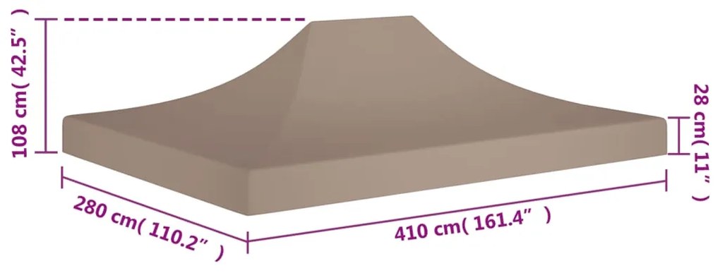 vidaXL Κάλυμμα Τέντας Εκδηλώσεων Taupe 4 x 3 μ. 270 γρ/μ²