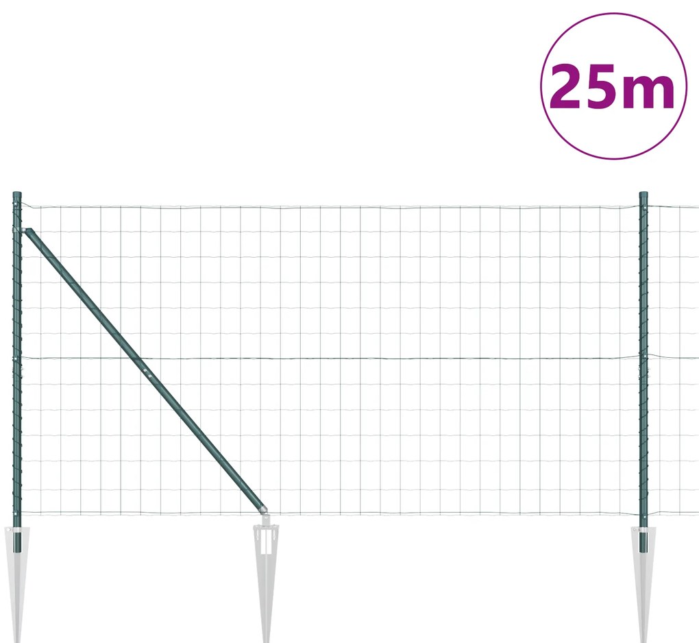 vidaXL Ευρωπαϊκή Περίφραξη με 13 Αγκάθια 1.2x25 μ Γαλβανισμένο Σίδηρο Πράσινο