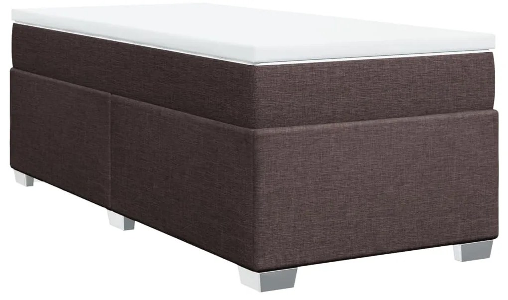 vidaXL Κρεβάτι Boxspring με Στρώμα Σκούρο Καφέ 90x200 εκ. Υφασμάτινο