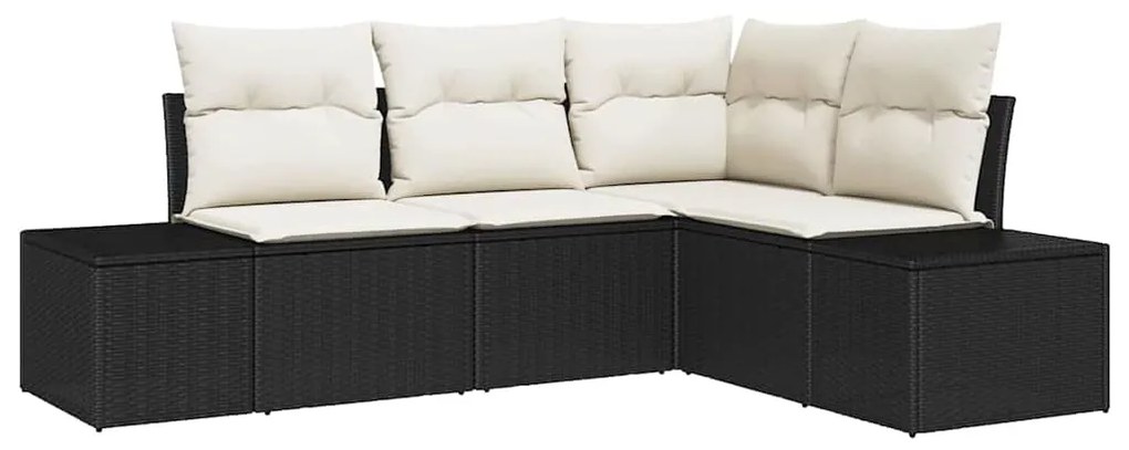 vidaXL Σετ Καναπέ Κήπου 4 pcs Μαύρο και Κρέμα συνθετικό ρατάν