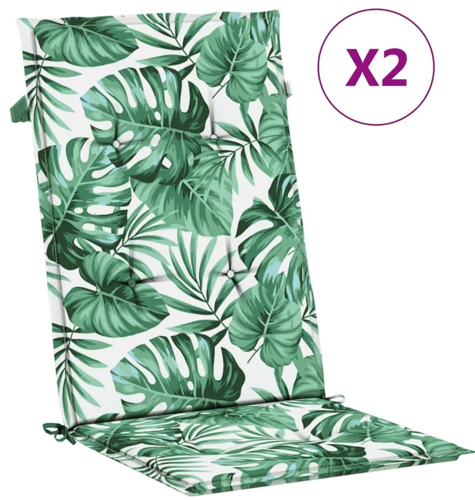 vidaXL Μαξιλάρια Καρέκλας με Ψηλή Πλάτη 2 τεμ Σχέδιο Φύλλων Υφασμάτινα