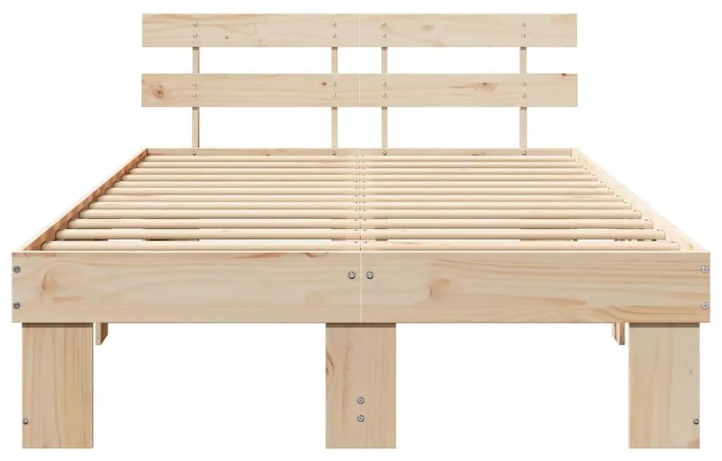 vidaXL Σκελετός Κρεβατιού Καφέ 135 x 190 cm Μασίφ ξύλο πεύκου