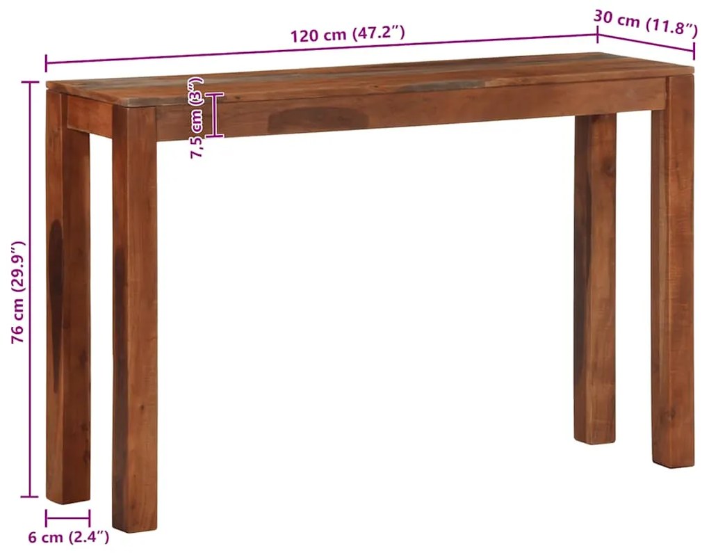 ΤΡΑΠΕΖΙ ΚΟΝΣΟΛΑΣ 120X30X76 CM ΜΑΣΙΦ ΞΥΛΟ ΑΚΑΚΙΑΣ 4102373