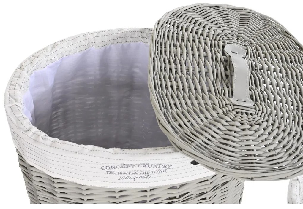 Σετ καλαθιών DKD Home Decor Λευκό Γκρι λυγαριά 51 x 37 x 56 cm 52 x 38 x 57 cm 5 Τεμάχια