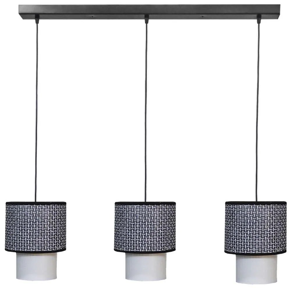 Φωτιστικό Οροφής - Ράγα 14-0274 3/Ε27 100x100cm Αμπαζούρ Φ16,5/10cm Black-White Heronia Metal, Fabric
