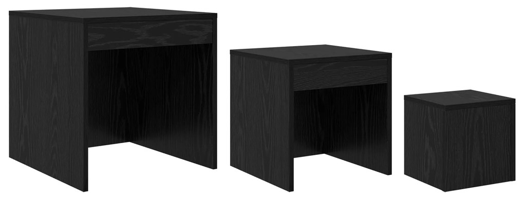 vidaXL Τραπεζάκια Σαλονιού 3 pcs Μαύρη δρυς 45 x 45 x 45 cm