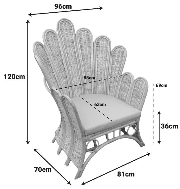 Πολυθρόνα Fragia Inart με μπεζ μαξιλάρι-φυσικό rattan 103x90x120εκ 85x96x120 εκ.