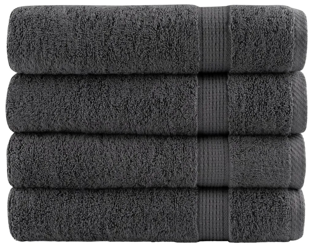 vidaXL Πετσέτες Μπάνιου Premium SOLUND 4 τεμ. Ανθρακί 100x150 εκ. 600 γρ./μ²