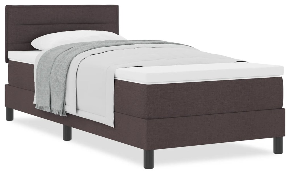 vidaXL Κρεβάτι Βάσης με Στρώμα Σκούρο Καφέ 90x190 cm Ύφασμα