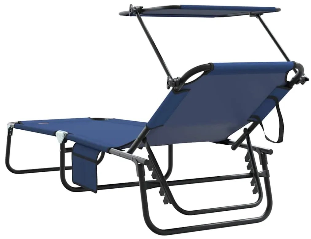 vidaXL Πτυσσόμενη ξαπλώστρα 2 pcs Μπλε 56 x 190 x 81εκ ύφασμα