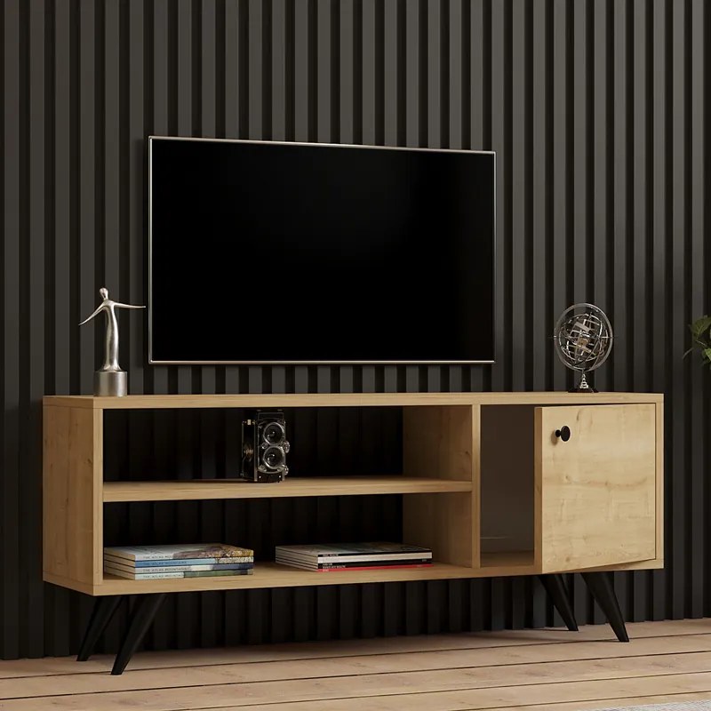 Έπιπλο τηλεόρασης Wison pakoworld σε oak απόχρωση 120x29x50εκ (1 τεμάχια)