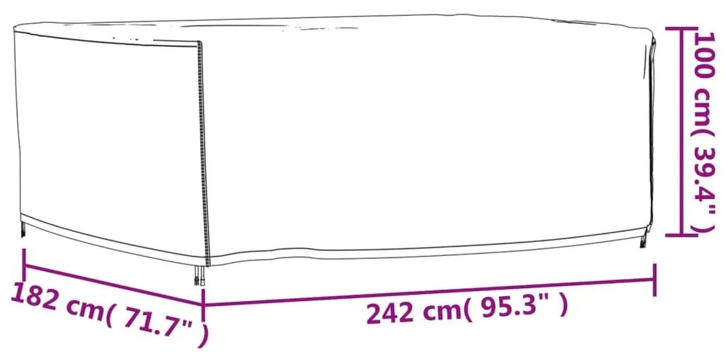 Καλύμματα Επίπλων Κήπου 2τεμ. 242x182x100εκ. 420D Ύφασμα Oxford - Μαύρο