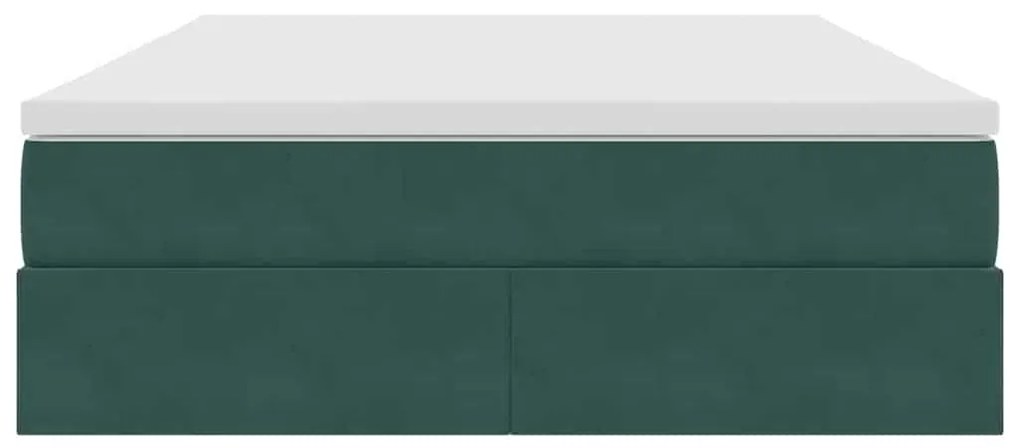 vidaXL Κρεβάτι με αποθηκευτικό χώρο και στρώμα Σκούρο Πράσινο