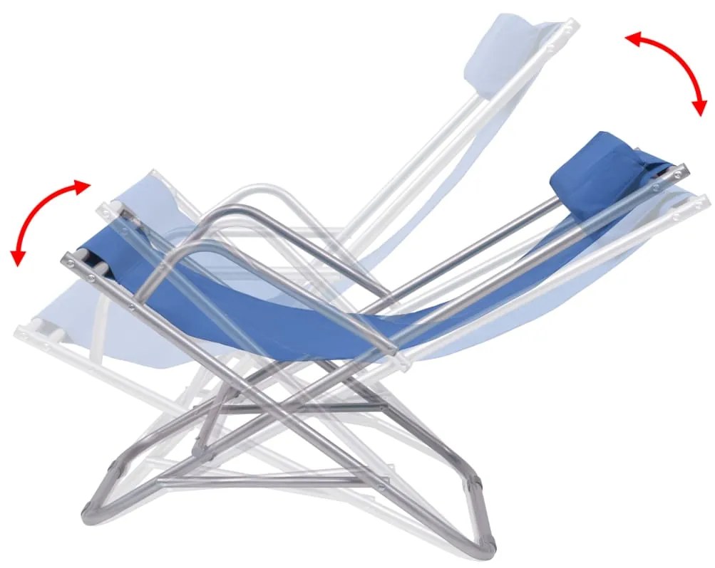 vidaXL Σεζλόνγκ Ανακλινόμενες 2 τεμ. Μπλε Ατσάλινες