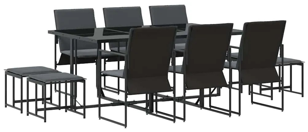 vidaXL Σετ κήπου 11 τεμαχίων με μαξιλάρες, ατσάλι και υφασμάτινη Textilene.