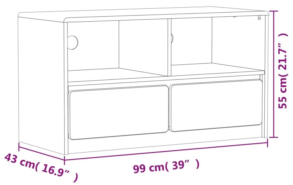 Έπιπλο Τηλεόρασης SAUDA Χρώμα Δρυός 99x43x55 εκ. Μασίφ Πεύκο	 - Καφέ