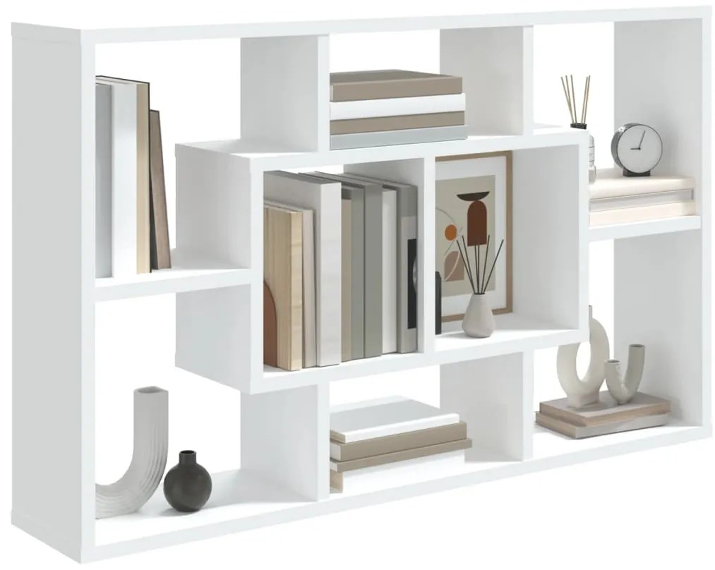 vidaXL Ραφιέρα Τοίχου Λευκή 85 x 16 x 52,5 εκ. από Επεξεργασμένο Ξύλο