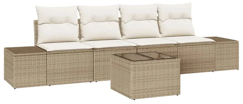 vidaXL Σετ Καναπέ Κήπου με μαξιλάρι 5 pcs Μπεζ, Κρέμα 55 x 55 x 37 εκ