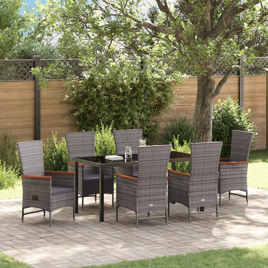 vidaXL Εξωτερικές Καρέκλες 7 pcs Γκρι 160 x 80 x 73 εκ PE Ρατάν