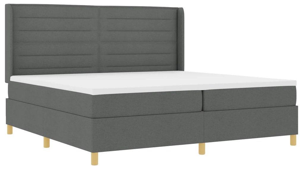 vidaXL Κρεβάτι Box Spring με Στρώμα Σκούρο Γκρι 200x200 εκ. Υφάσματος