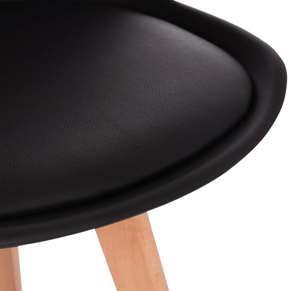 Σετ τραπεζαρίας VEGAS C21185 5τμχ MDF TOP Μαύρο &amp; Καρέκλες Μαύρο - Φυσικό Οξιάς 120x60x74 εκ.