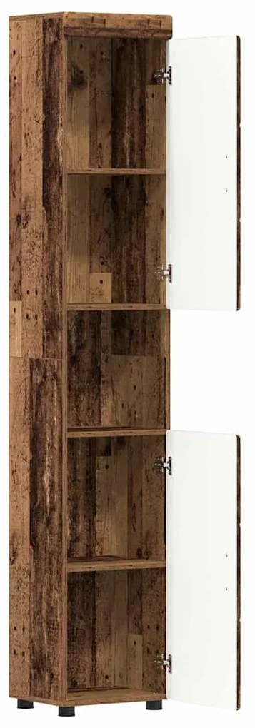 vidaXL Ντουλάπι Μπάνιου με πόρτα TULUM Παλαιό ξύλο 37 x 31.5 x 203 εκ
