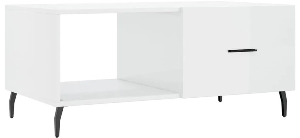 vidaXL Τραπεζάκι Σαλονιού Γυαλ. Λευκό 90x50x40 εκ. Επεξεργ. Ξύλο