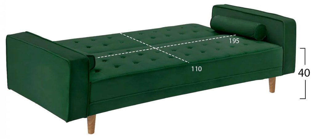 Καναπές - Κρεβάτι Salvador Βελούδο Κυπαρισσί 223x90x80Y εκ. 223x90x80 εκ.