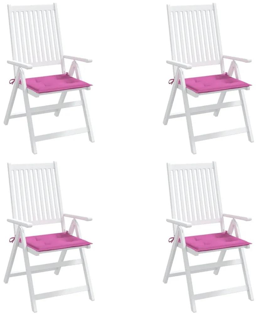 Μαξιλάρια Καρέκλας Κήπου 4 τεμ. Ροζ 40x40x3 εκ. Υφασμάτινα - Ροζ