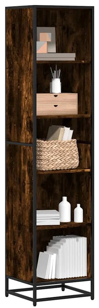 Βιβλιοθήκη Καπνιστή Δρυς 40x35x170,5 εκ. από Επεξεργασμένο Ξύλο