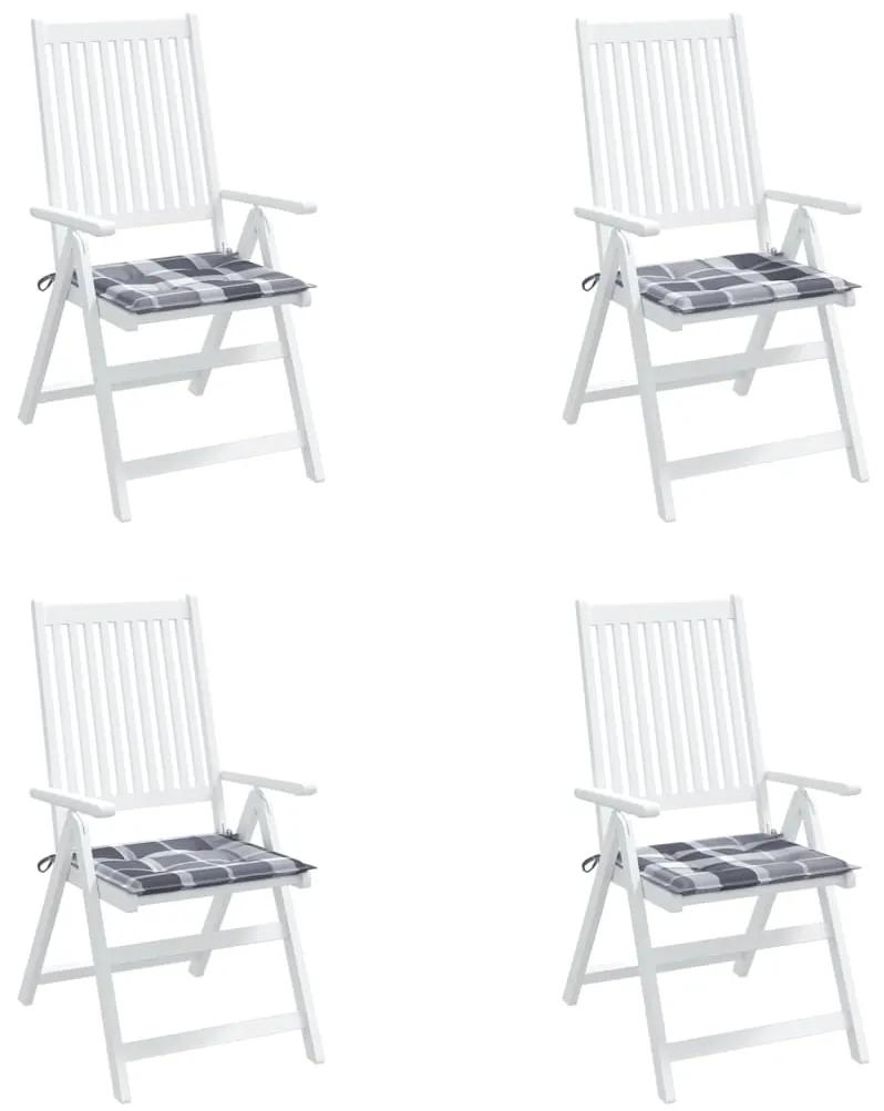 vidaXL Μαξιλάρια Καρέκλας 4τεμ Γκρι Καρό 50x50x3εκ. Ύφασμα Oxford