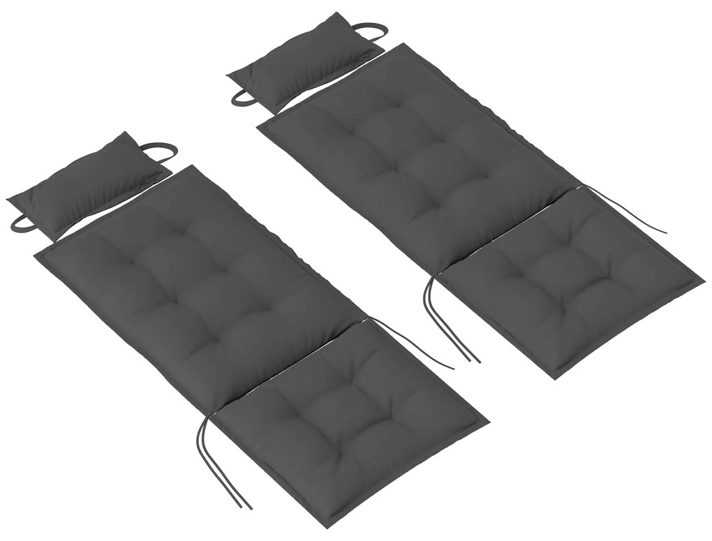 Outsunny Σετ 2 Μαξιλάρια για Ξαπλώστρα Ανθεκτικό στο Νερό Μαξιλάρι Ξαπλώστρας Κήπου 50x116x5 εκ., Σκούρο Γκρι