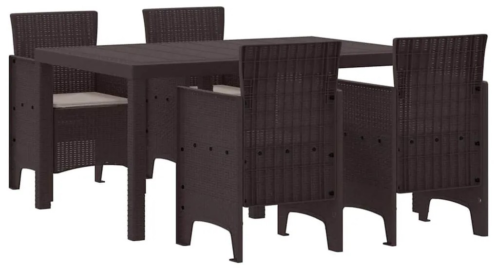 vidaXL Σέτ φαγητού για κήπο 5 pcs Καφέ Rattan Polt