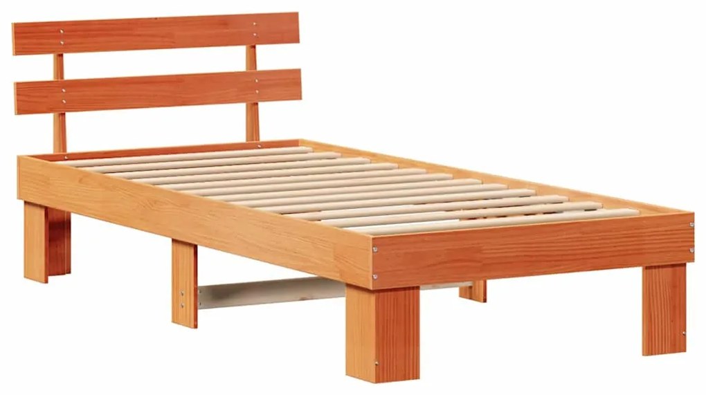 vidaXL Σκελετός Κρεβατιού Κερωτό καφέ 75 x 190 cm Στερεά ξυλεία πεύκου