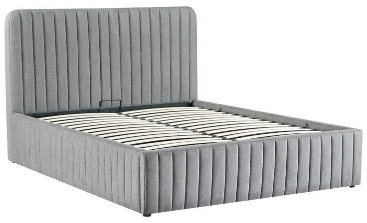 Κρεβάτι διπλό Zilin pakoworld ύφασμα ανθρακί-beige 160x200εκ