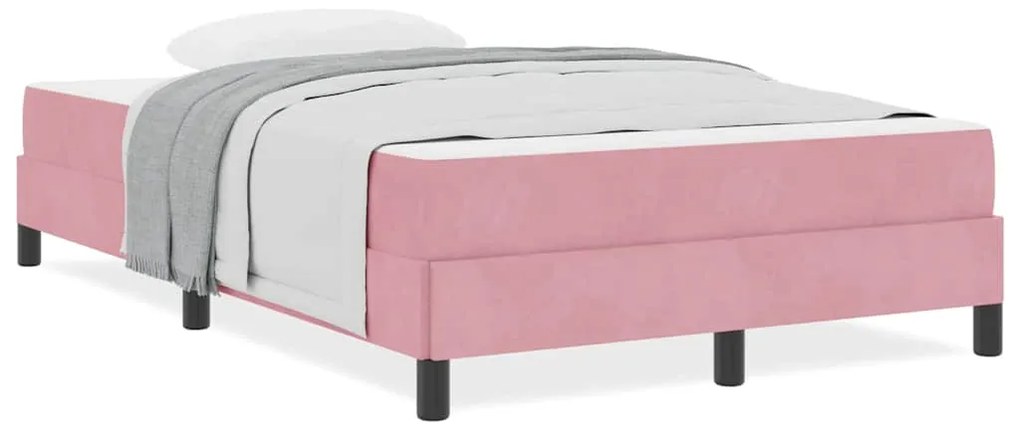 vidaXL Κρεβάτι box spring με στρώμα Ροζ 120 x 200 cm Βελούδο